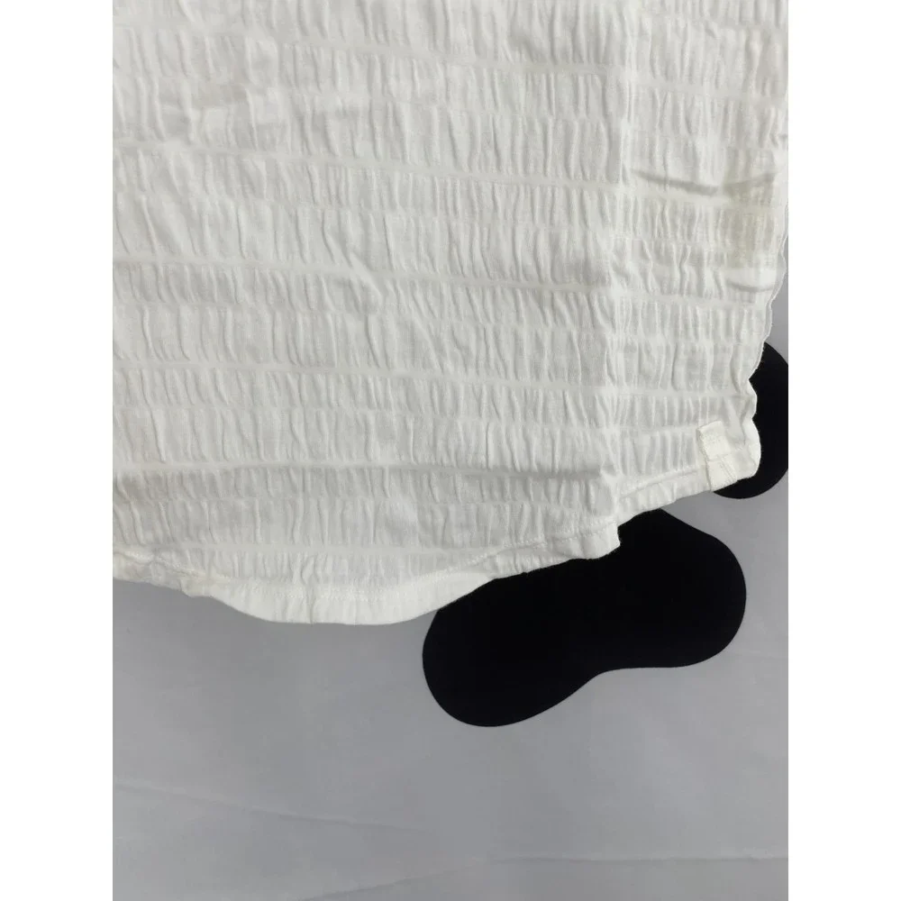 30 M Free People NWT Sugar Cube Crinkle Fabric Short Sleeve Tee Optic White Smal - Picture 5 of 12
